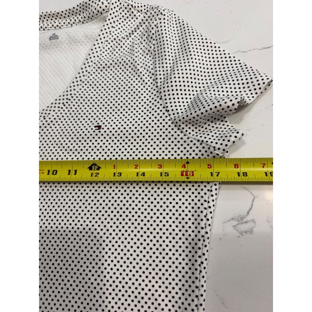 Tommy Hilfiger Womens White Black Polka Dot V-Neck Cotton T-Shirt Size Large - Picture 7 of 7